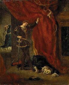 Hamlet devant le cadavre du Polonius (nu III, Scène IV.)