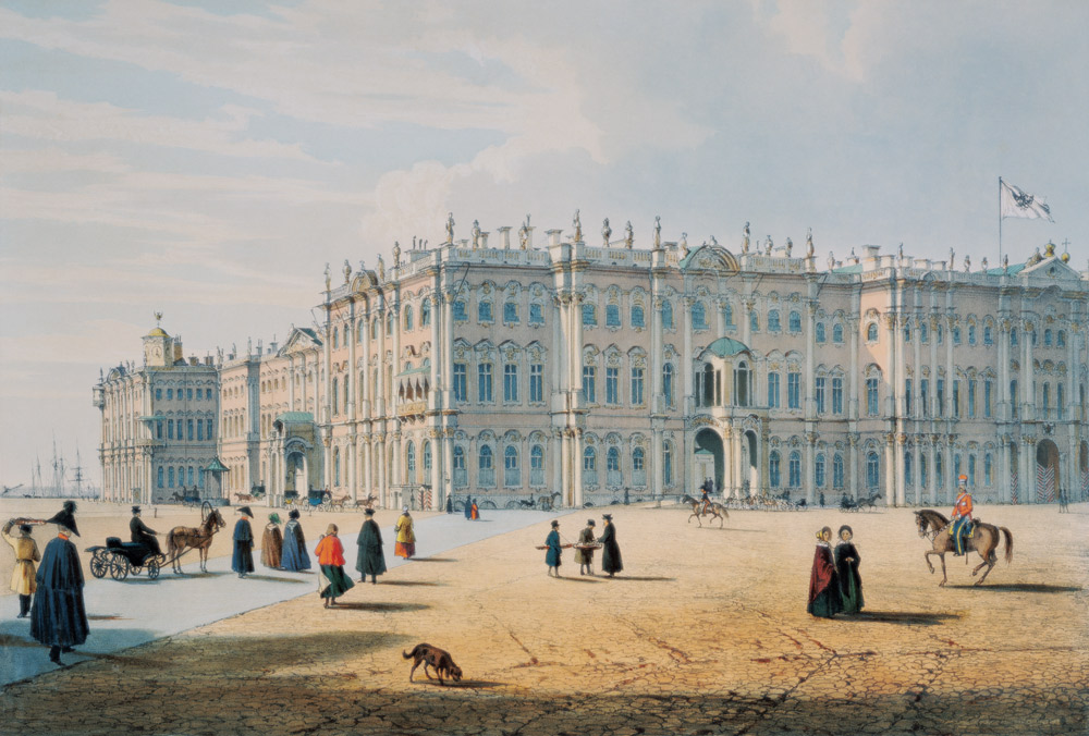 The Winter Palace as seen from Palace Passage, St. Petersburg, c.1840 à Ferdinand Victor Perrot