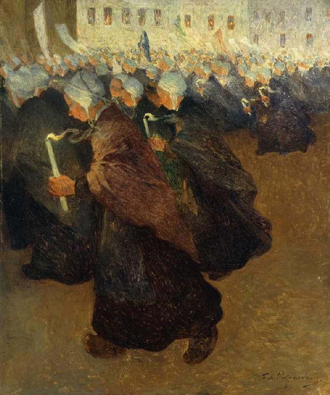 Bretonische Prozession bei Kerzenschein à Fernand Loyen du Puigaudeau