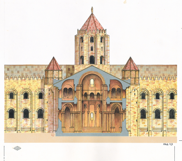 Santiago de Compostela Romanesque Cathedral.Cross section. Spain à Fernando Aznar Cenamor