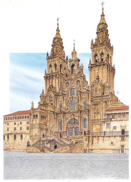 Santiago de Compostela. Western facade. Spain à Fernando Aznar Cenamor