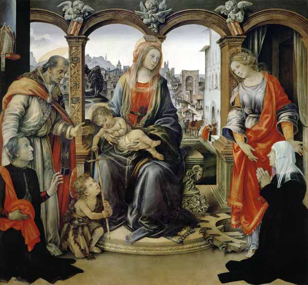 Nerli Altarpiece: Madonna and Child with the young St. John the Baptist, St. Martin, St. Catherine a à Filippino Lippi