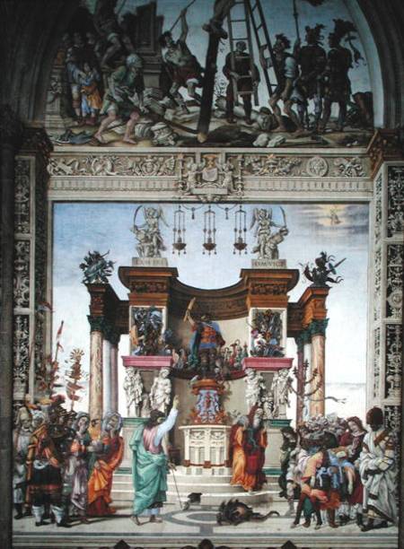 St. Philip exorcizing the demon from the temple of Mars, south wall of Strozzi Chapel à Filippino Lippi