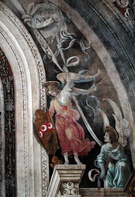 Two angels, detail from right side of the east wall in Strozzi Chapel, c.1457-1502 (fresco) à Filippino Lippi