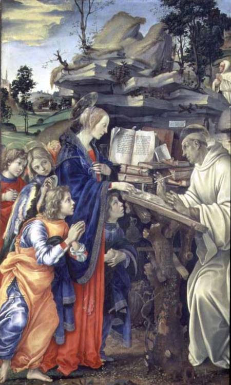 The Vision of St. Bernard, detail of the Virgin and angels à Filippino Lippi