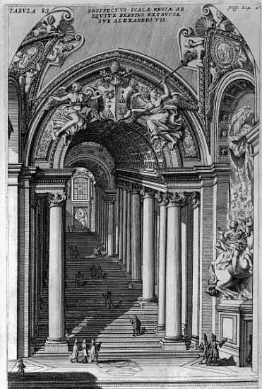 View of the staircase in the Scala Regia, Vatican, Rome à Filippo Bonanni