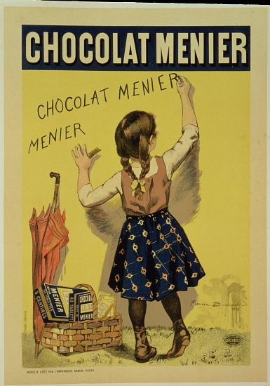 Reproduction of a poster advertising 'Menier' chocolate à Firmin Bouisset