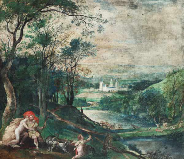 Venus et Adonis dans la forêt devant le château Beersel