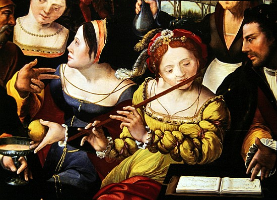 Scene Galante at the Gates of Paris, detail of a flute player (detail of 216104) à École flamande