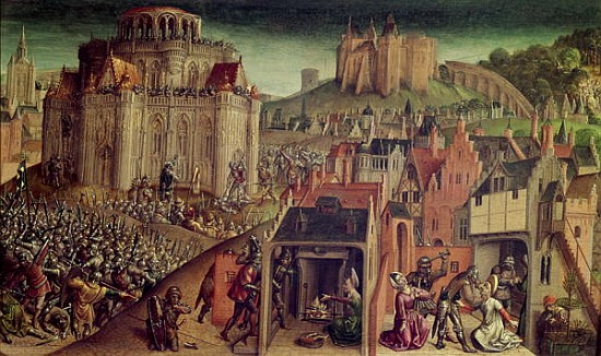 The Taking of Jerusalem by Titus, detail of the right hand side(detail of 161972) à École flamande