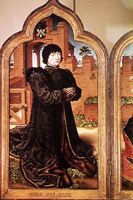Triptych of Jean de Witte, left hand panel depicting Jean de Witte à École flamande