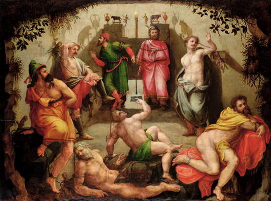 Plato's Cave (oil on panel) à Ecole flamande, (16ème siècle)
