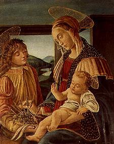 madonne avec les enfants Jean et Jésus. Chambre à coucher de Guillaume II  dans le château à Florentin (cercle de Botticelli)