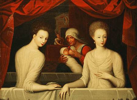 Gabrielle d'Estrees (1573-99) and her sister, the Duchess of Villars à Ecole de Fontainebleau