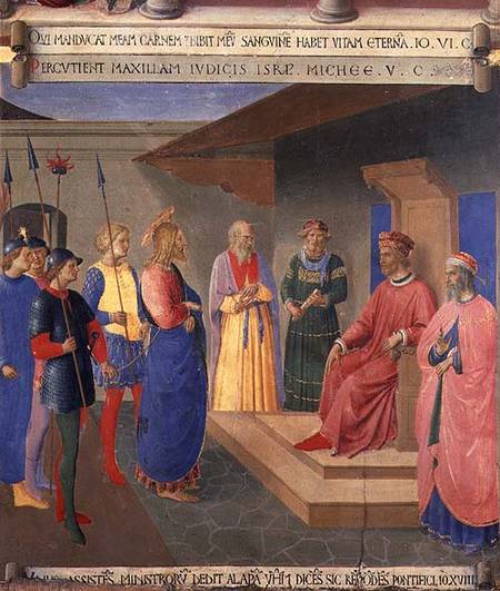 Christ Before Caiaphus, detail from panel three of the Silver Treasury of Santissima Annunziata à Fra Beato Angelico