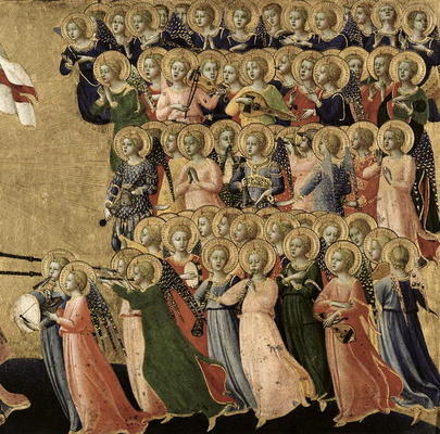 Christ Glorified in the Court of Heaven, detail of musical angels from the right hand side, 1419-35 à Fra Beato Angelico