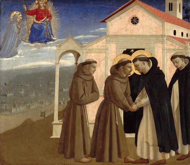 Meeting of Saint Francis and Saint Dominic (Scenes from the life of Saint Francis of Assisi) à Fra Beato Angelico