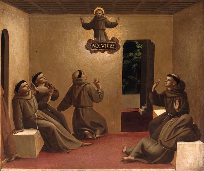 Apparition of Saint Francis at Arles (Scenes from the life of Saint Francis of Assisi) à Fra Beato Angelico