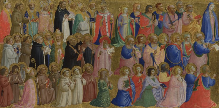 The Virgin Mary with the Apostles and Other Saints (Panel from Fiesole San Domenico Altarpiece) à Fra Beato Angelico