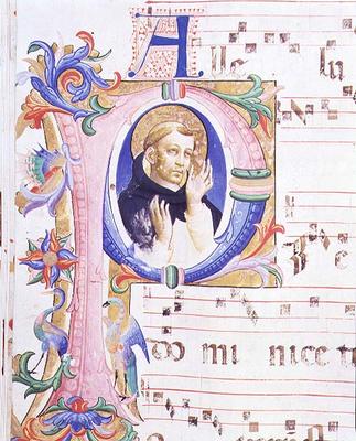 Missal 558 f.24v Historiated initial 'P' depicting a male saint à Fra Beato Angelico