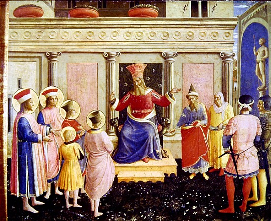 Saints Cosmas and Damian and their brothers before the proconsul Lysias, from the predella of the Sa à Fra Beato Angelico