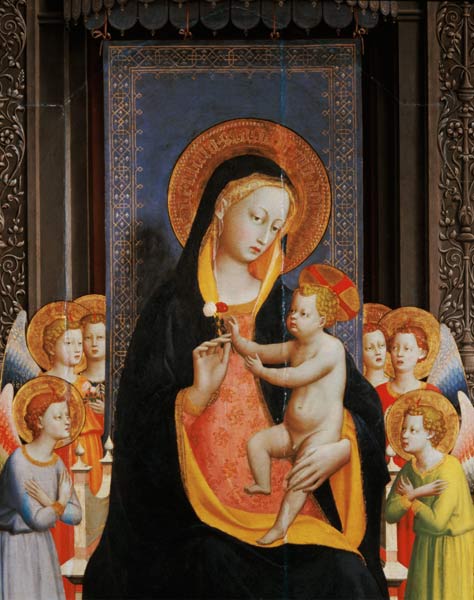 San Domenico Altarpiece, c.1422 (tempera & gold leaf on panel) (detail of 43192) à Fra Beato Angelico