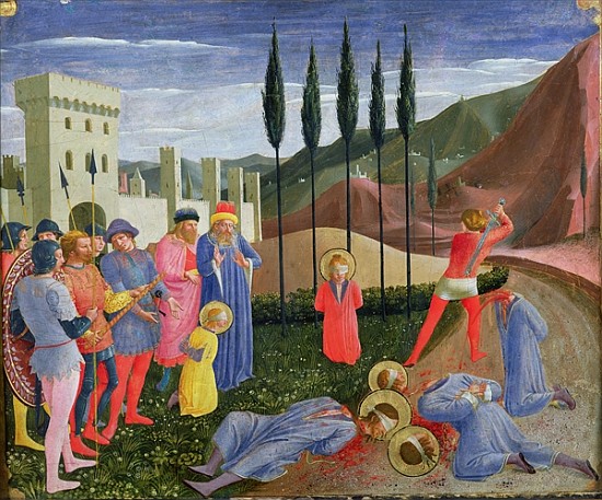 The Martyrdom of St. Cosmas and St. Damian, from the predella of the San Marco altarpiece, c.1440 à Fra Beato Angelico