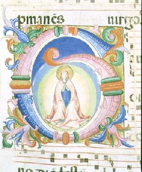 Missal 558 f.92 Historiated initial 'G' depicting the Virgin praying