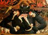 The Last Judgement, detail of Satan devouring the damned in hell à Fra Beato Angelico