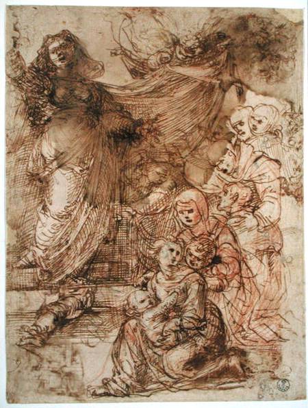 Preparatory study for Madonna and Child (pen & ink on paper) à Fra Bartolommeo