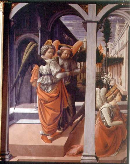 The Annunciation, detail of the two angels à Fra Filippo Lippi