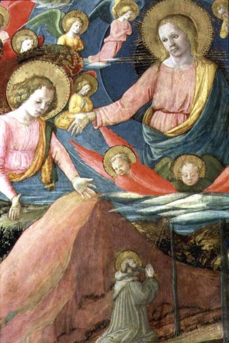 The Death of St. Jerome with Inghirami as a Donor, detail showing The Heavenly Host and angels à Fra Filippo Lippi