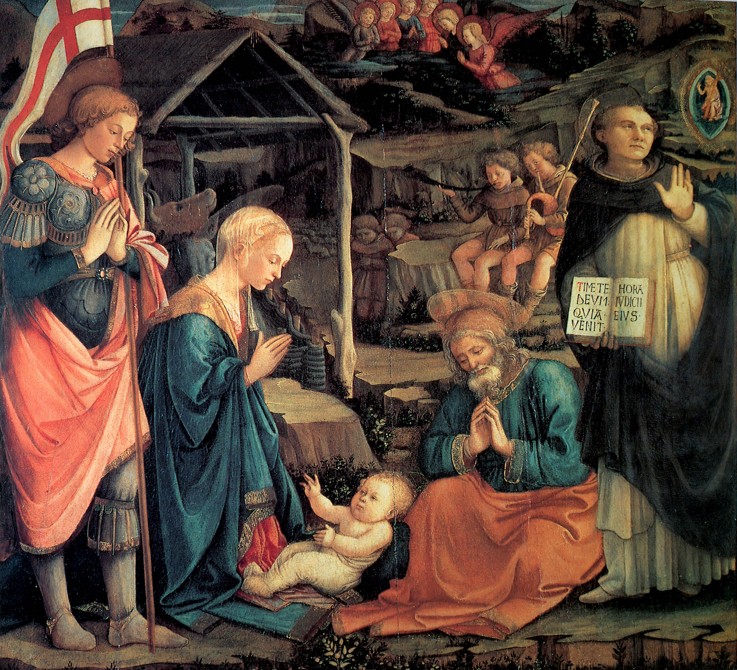 The Adoration of the Christ Child with Saint George and Saint Vincent Ferrer à Fra Filippo Lippi