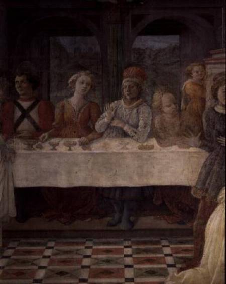 The Feast of Herod: detail of figures at central table (fresco) à Fra Filippo Lippi
