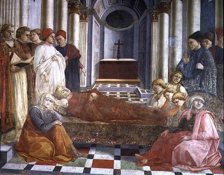 The Funeral of St. Stephen, detail from the cycle The Lives of SS. Stephen and John the Baptist, fro à Fra Filippo Lippi