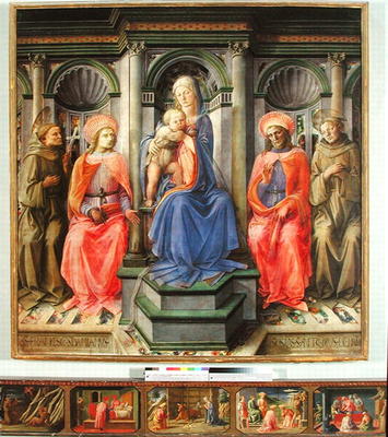 Madonna and Child Enthroned with SS. Francis, Cosmas, Damian and Anthony of Padua, c.1442-45 (temper à Fra Filippo Lippi