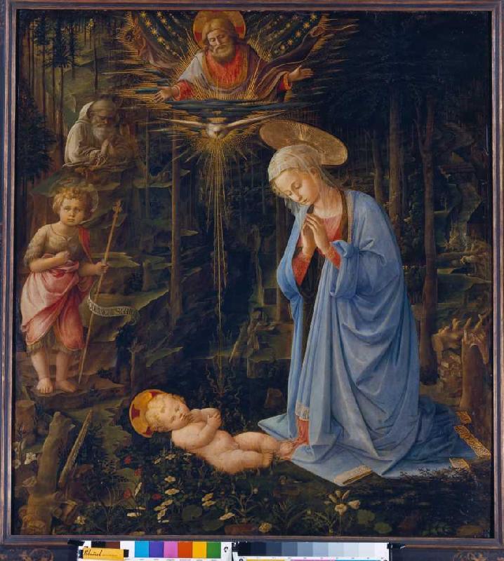 Marie, l'enfant admirant. à Fra Filippo Lippi