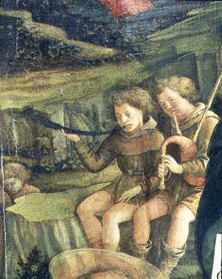 Two Musical Shepherds, detail from The Nativity à Fra Filippo Lippi