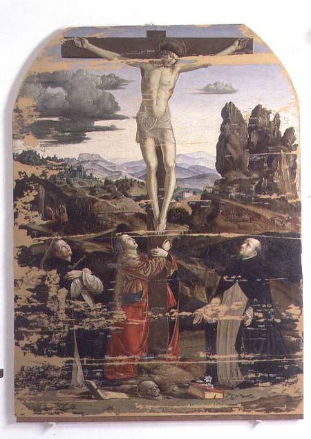 Crucifixion with St. Dominic, St. Mary Magdalene and St. Peter Martyr à Francesco Bianchi Ferrari