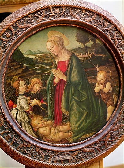 The Virgin Adoring the Christ Child with St. John the Baptist and Two Angels à Francesco Botticini