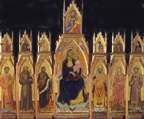 Madonna mit dem Kind, Christus und sechs Heiligen. à Francesco D´Antonio de Ancona