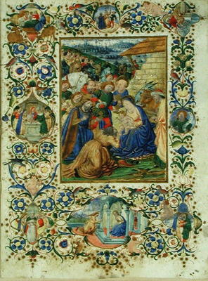 The Adoration of the Magi surrounded by medallions depicting episodes from the life of the Virgin an à Francesco d'Antonio del Chierico