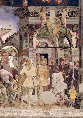 Borso d'Este, Prince of Ferrara, rendering justice: March from the Room of the Months, 1467-70 (fres à Francesco del Cossa