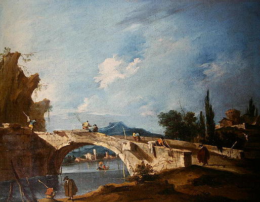 A River Landscape (oil on canvas) à Francesco Guardi