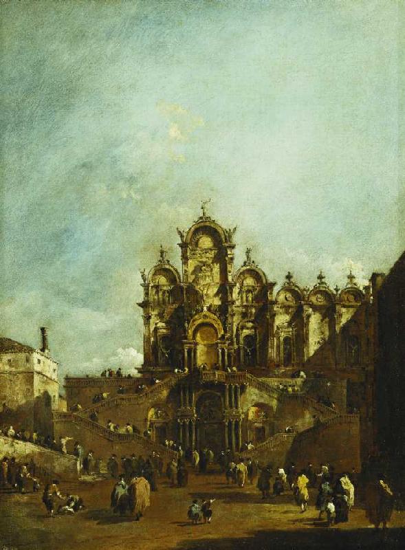 Loggia uaf dem Campo San Zanipolo in Venedig, vor der Scuola di San Marco, für die Segnung von Papst à Francesco Guardi