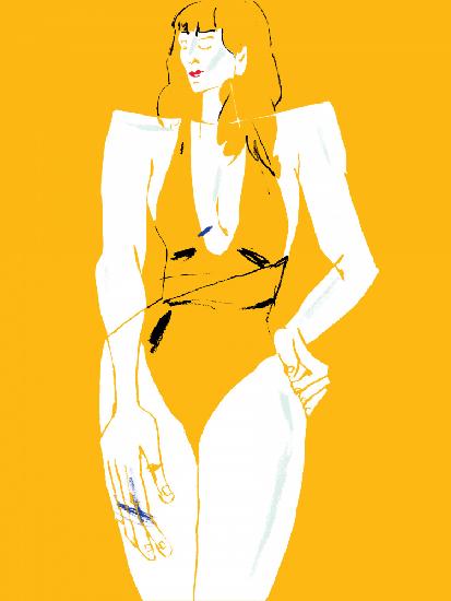 Girl in Bathing Suit Yellow