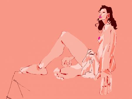 Girl Sitting Pink