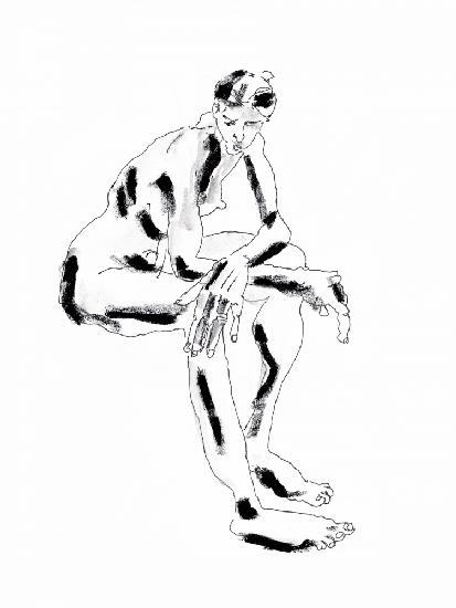 Seated Nude With Crossed Arms White