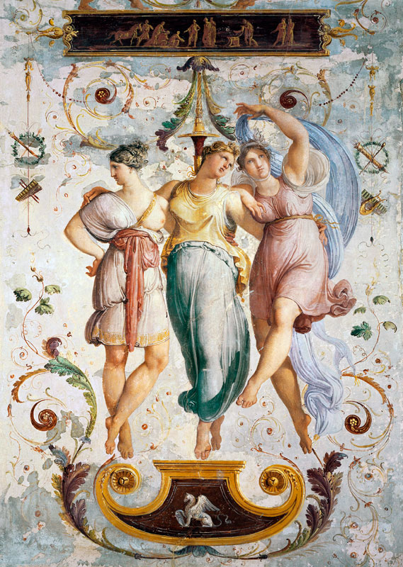 Decorative panel with dancers (fresco) à Francesco Hayez