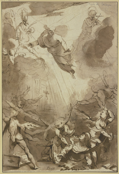 Teufel plagen eine Heilige und werden von einem Engel verjagt à Francesco Merano